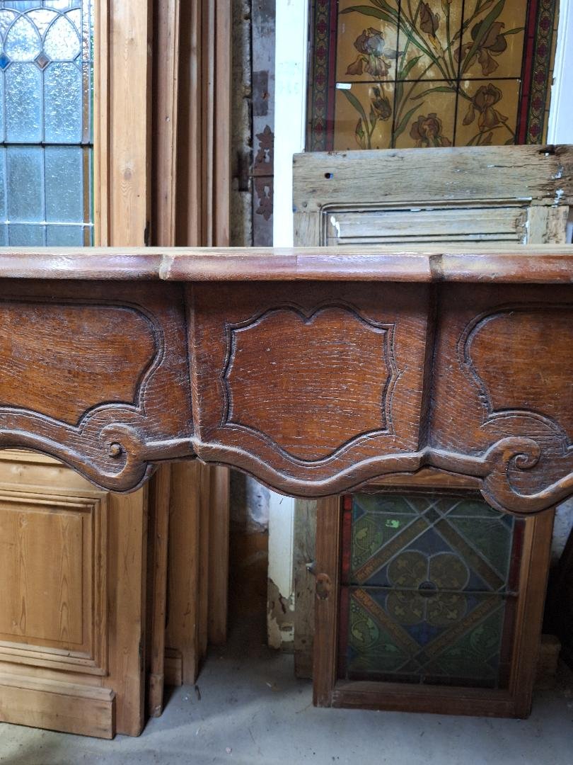Manteau De Cheminée En Bois Louis XV Chêne Fronton Galbé 18ème Siècle Décoration Boiseries   -photo-2