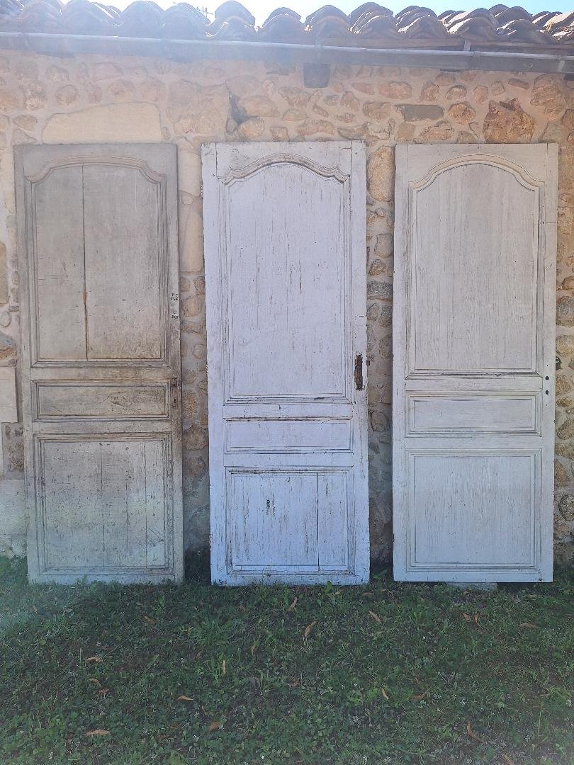3 Similar Louis XIV & Louis XV Style Oak Doors, 18th Century, Old Bordeaux Style, Woodwork Decoration-photo-2