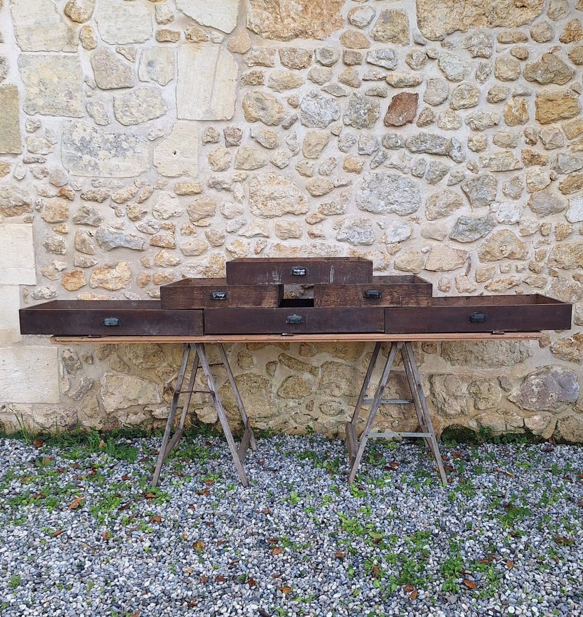 Lot Of Antique Drawers, Trade Furniture, Counter, Herbalist Shop, Haberdashery, Draper's Office, Notary's Office, Decor 