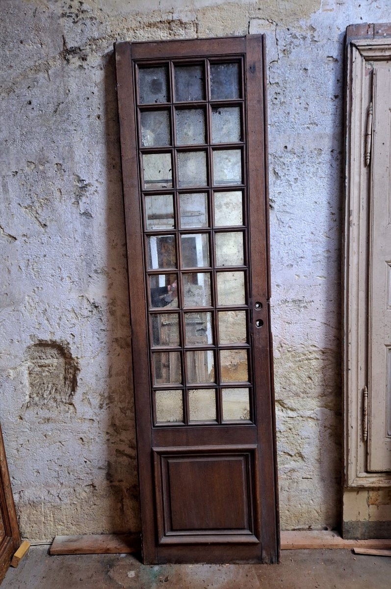 Originale Porte Double Face Miroir Au Mercure Plis de Serviette En Chêne XIXème Boiseries Déco-photo-2