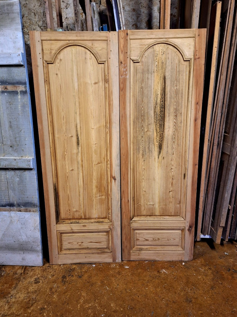 Two Stripped Louis XIV Double-sided Wood Panels, Pair Of Closet Doors, Wardrobe, Dressing Room Decor