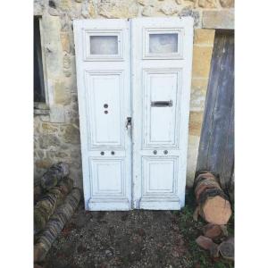 Porte d’entrée deux vantaux 216x126 avec double haut vitré 