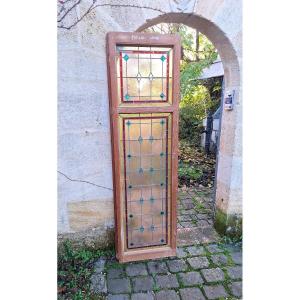 Original Window With Stained Glasses And Colored Cabochons - Doors - Woodwork - Decoration
