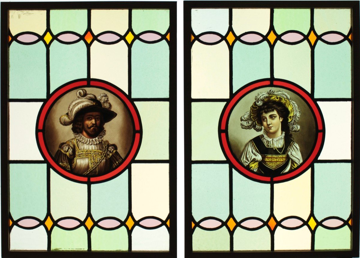 Stained Glass - Stained Glass Windows - Couple In Renaissance Clothes