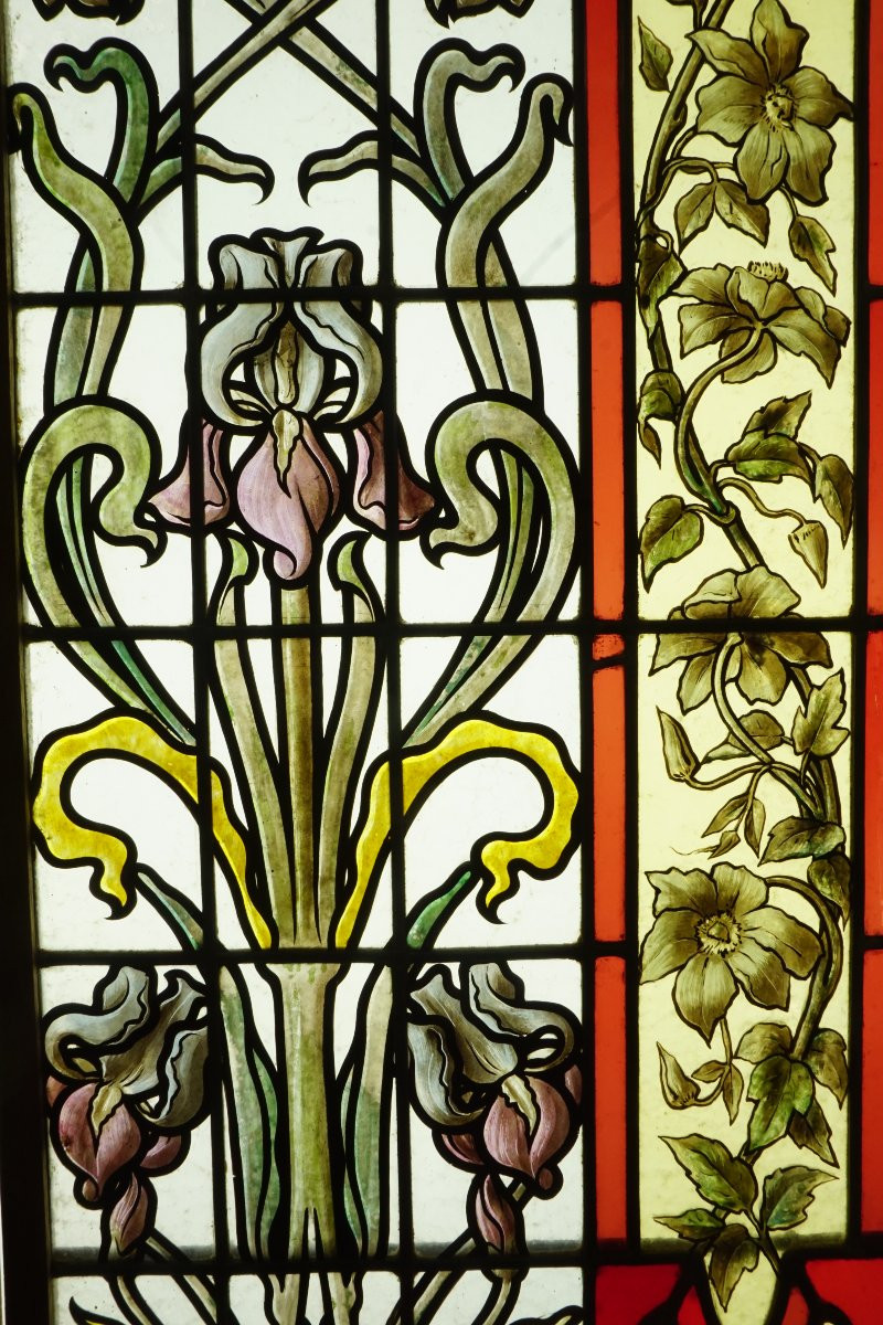 Vitrail - Vitraux - Corbeilles De Fruits Et Volutes Fleuries-photo-1