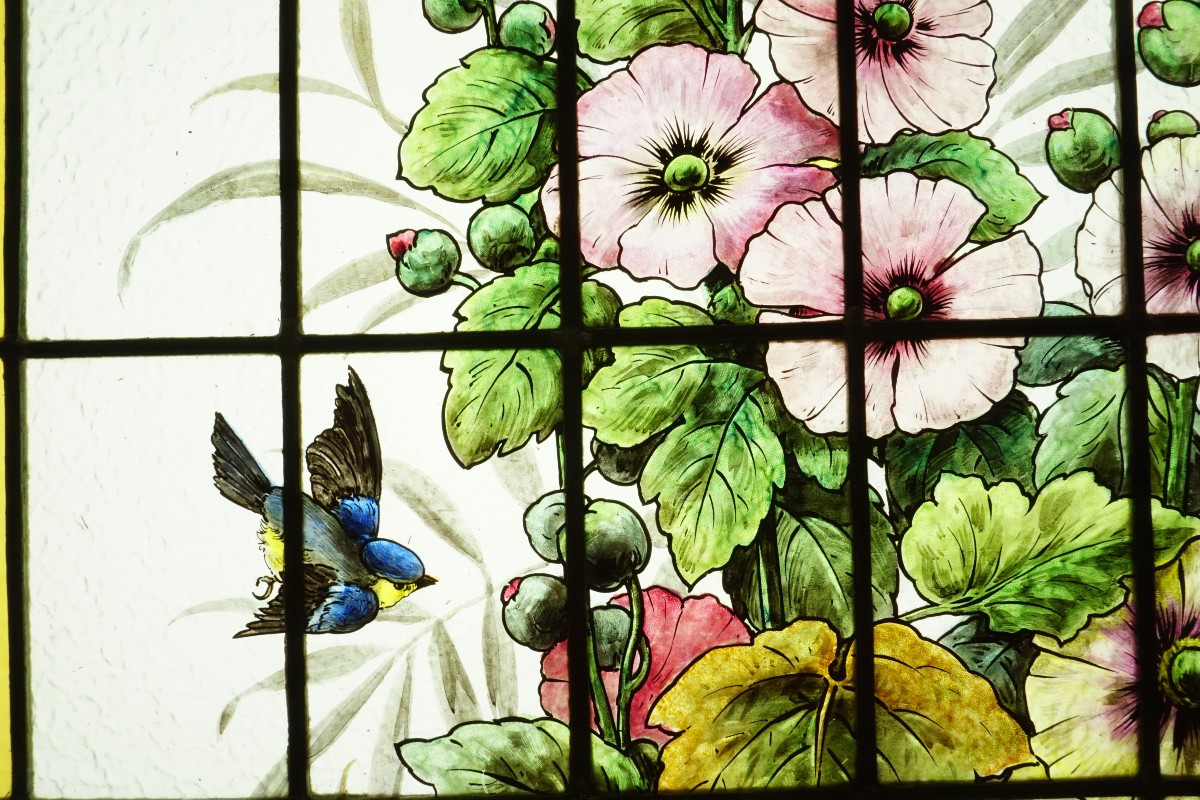 Stained Glass - Stained Glass Windows - Hollyhocks Of Chauffrey-photo-3