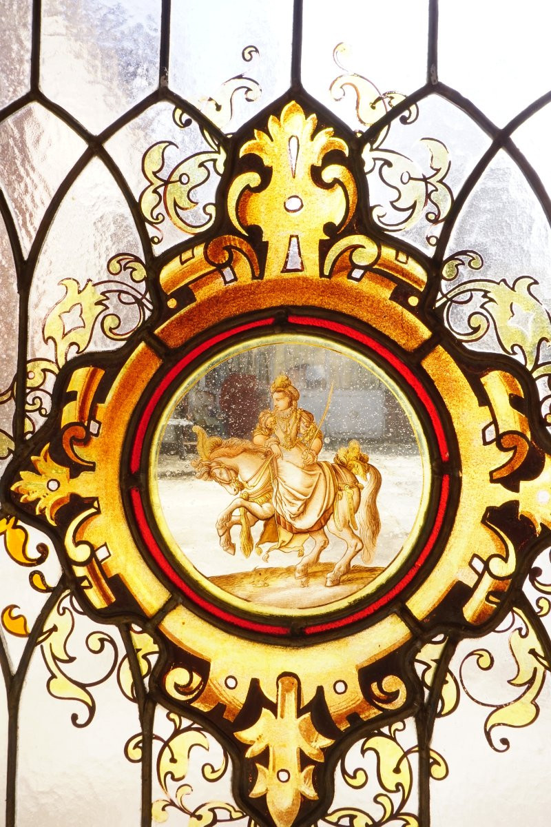 Vitrail - Vitraux - Médaillons aux cavalières-photo-2