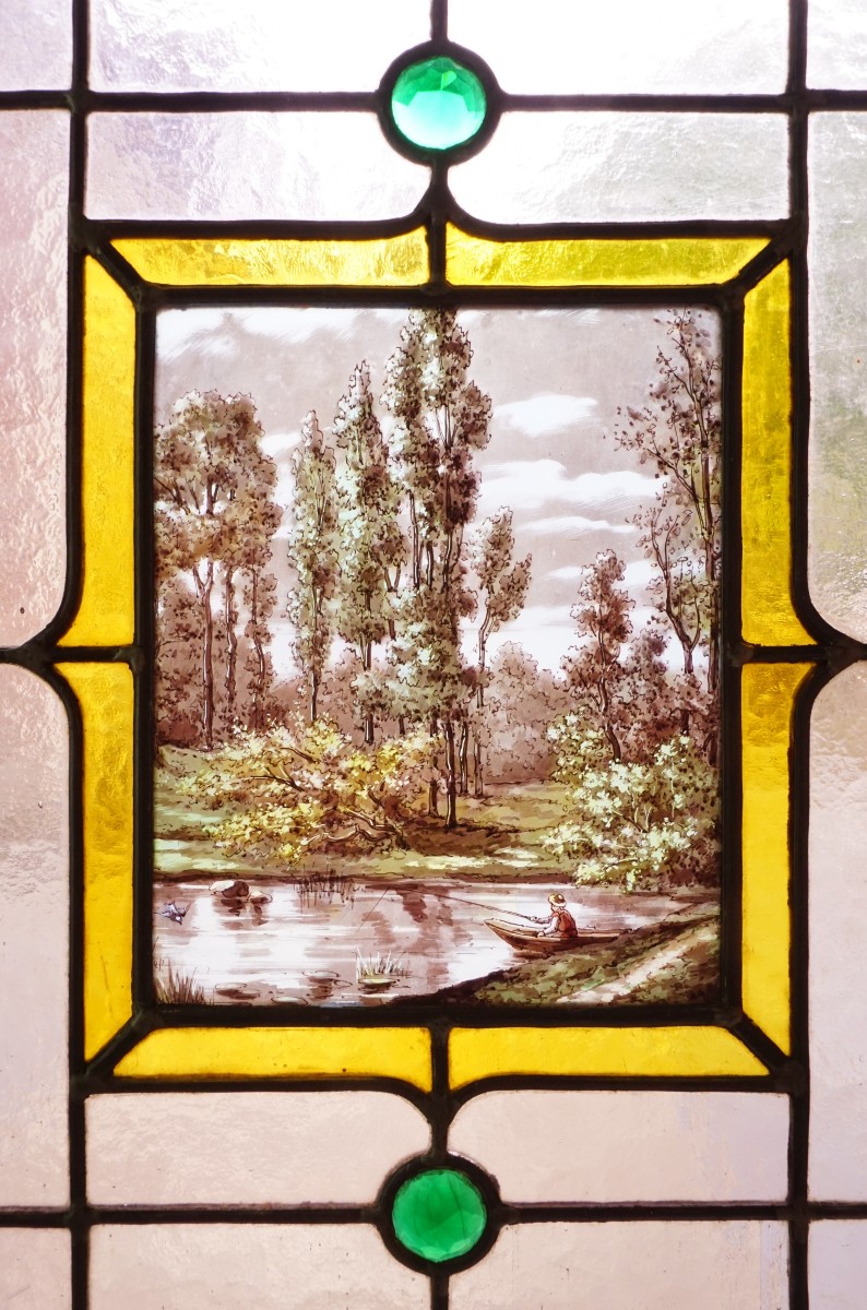 Vitrail - Vitraux - Vitrerie aux médaillons champêtres-photo-1