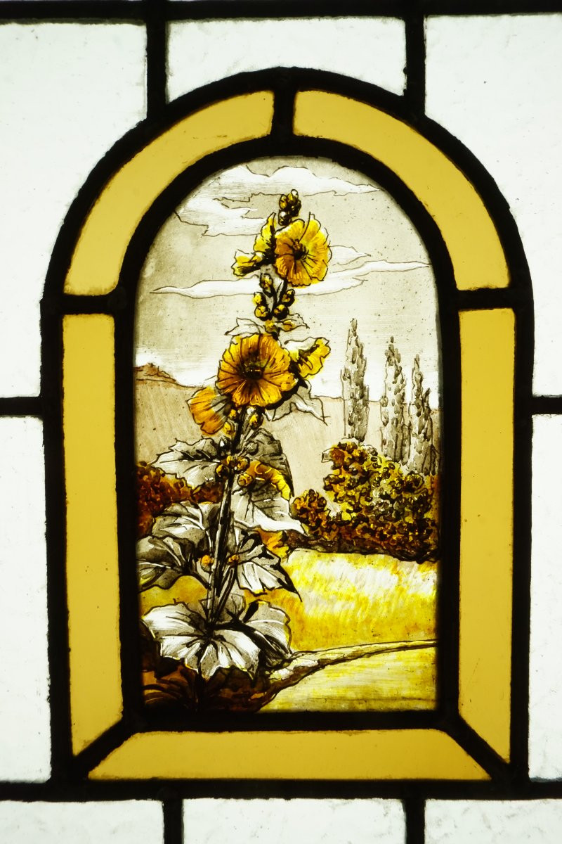Vitrail - Stained Glass - Hollyhocks And Sunflowers-photo-2