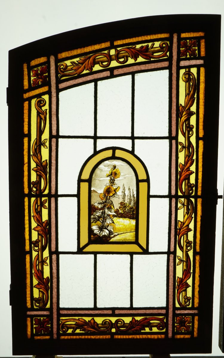 Vitrail - Stained Glass - Hollyhocks And Sunflowers-photo-4