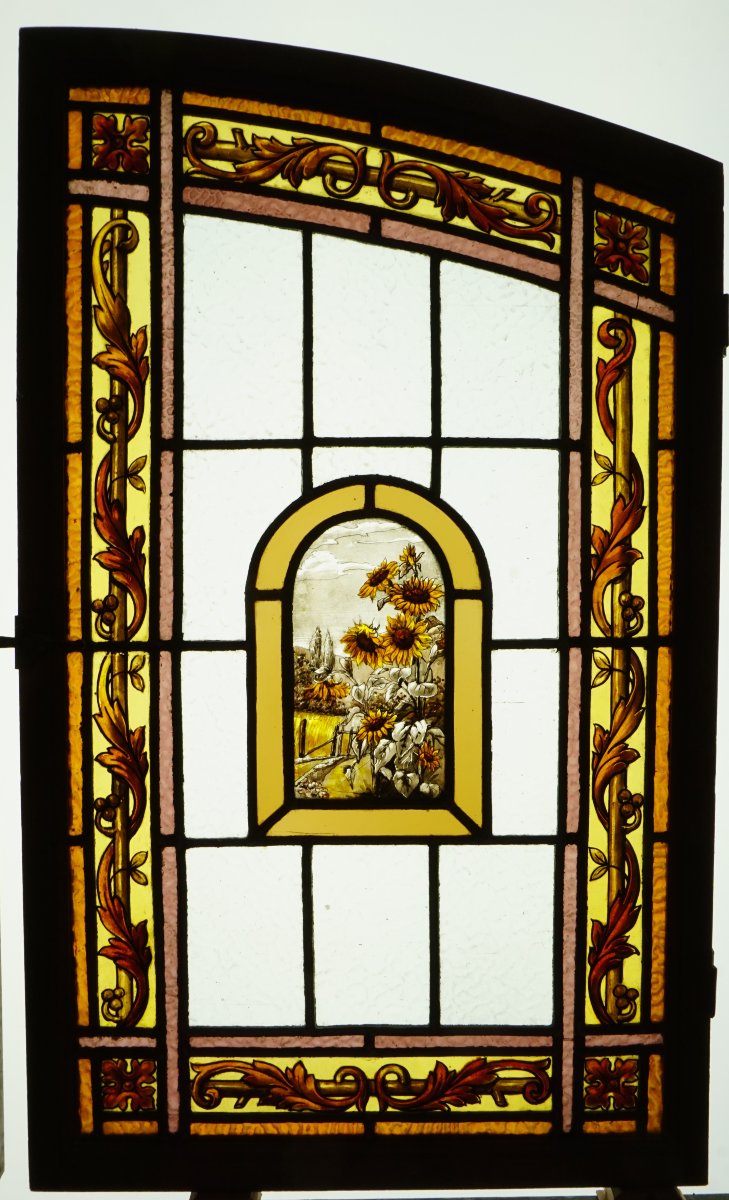 Vitrail - Stained Glass - Hollyhocks And Sunflowers-photo-5