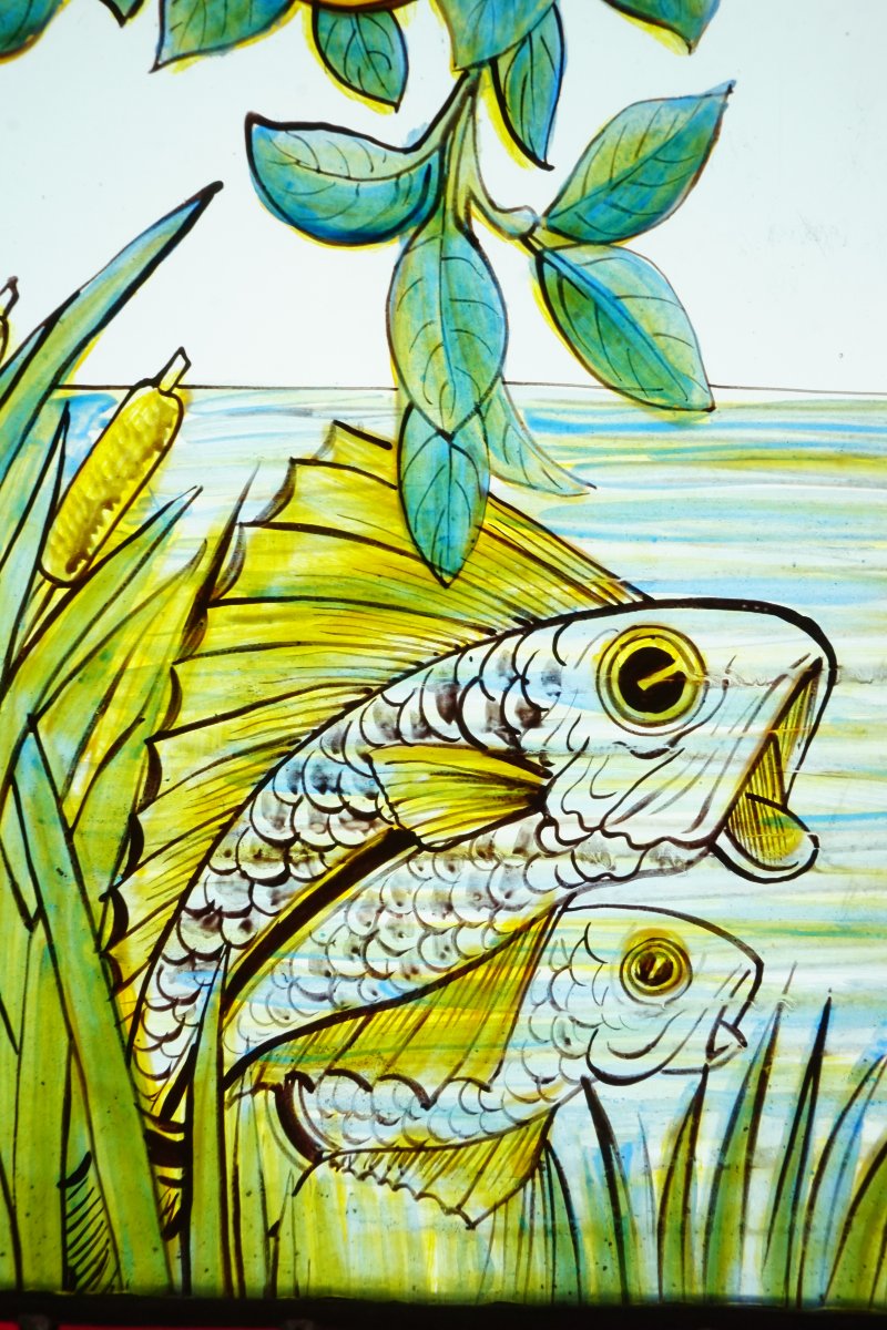 Vitraux - Vitrail aux carpes et pommier-photo-3