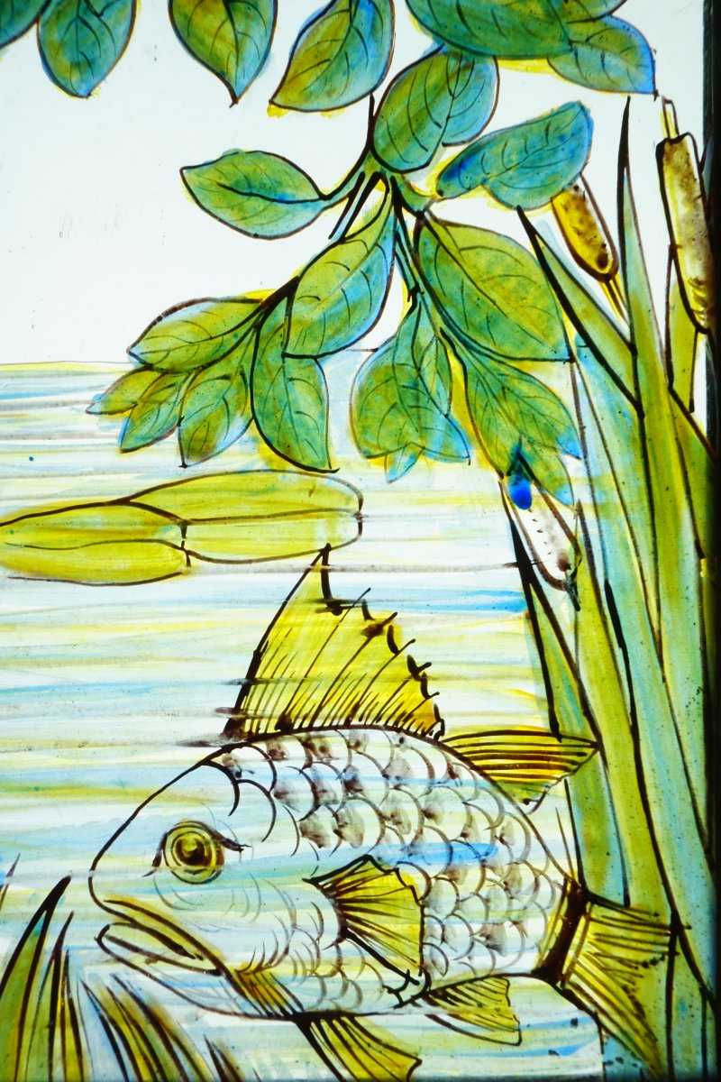 Vitraux - Vitrail aux carpes et pommier-photo-4