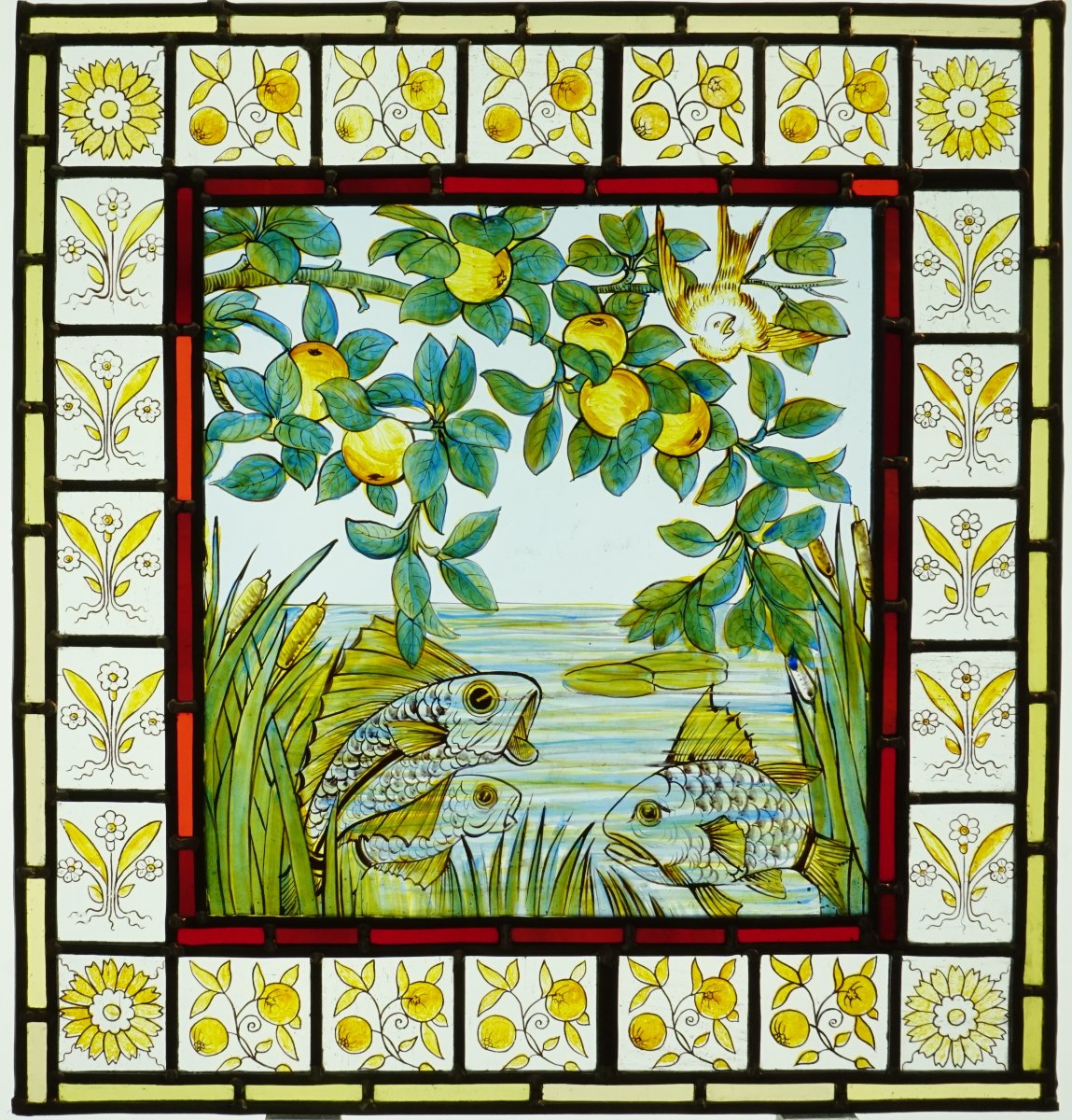 Vitraux - Vitrail aux carpes et pommier
