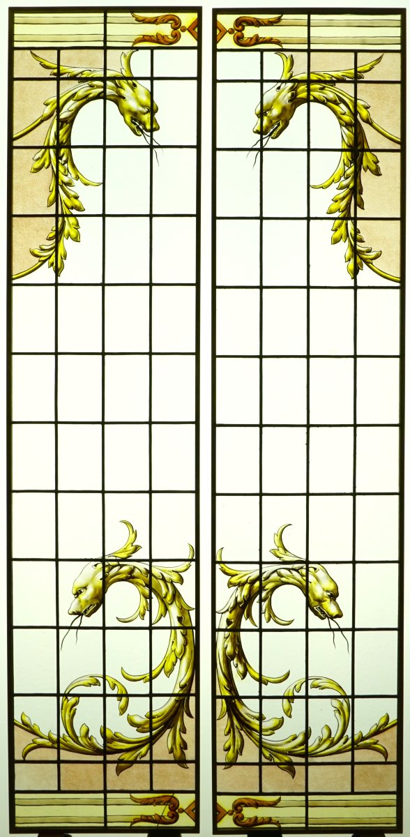Vitrail - Vitraux aux décors de chimères néo-Renaissance-photo-2