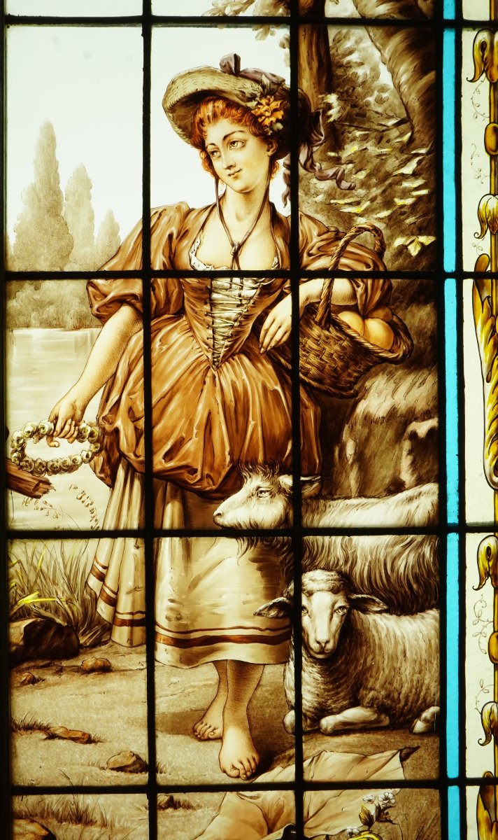 Vitrail - Vitraux - Jeune femme à la campagne-photo-2