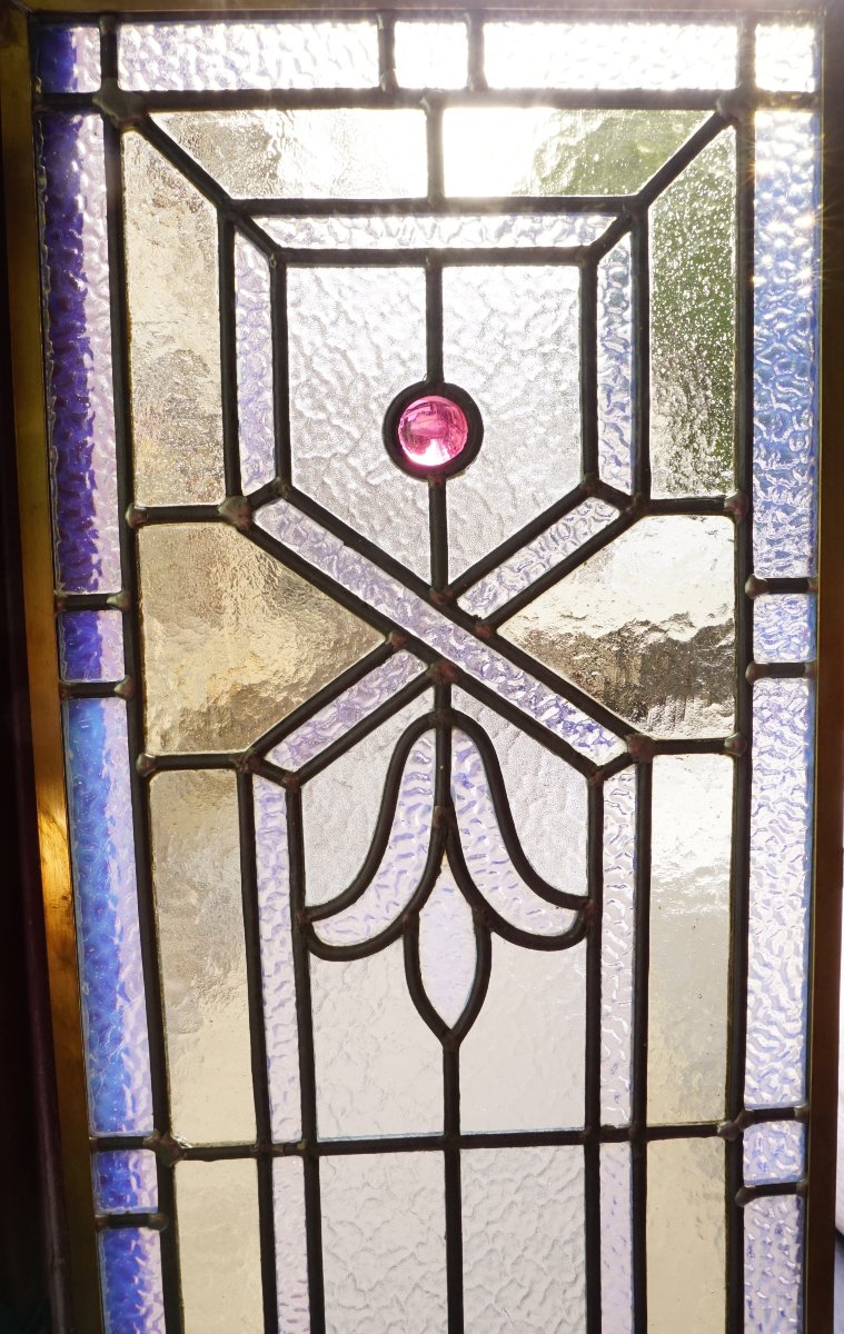 Long Stained-glass Window With An Opalescent Design-photo-4