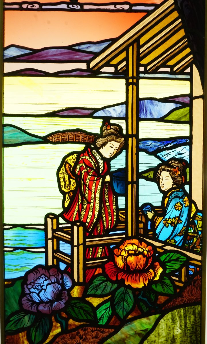 Stained Glass - Stained-glass Windows - Tea Ceremony In Front Of Mount Fuji-photo-2