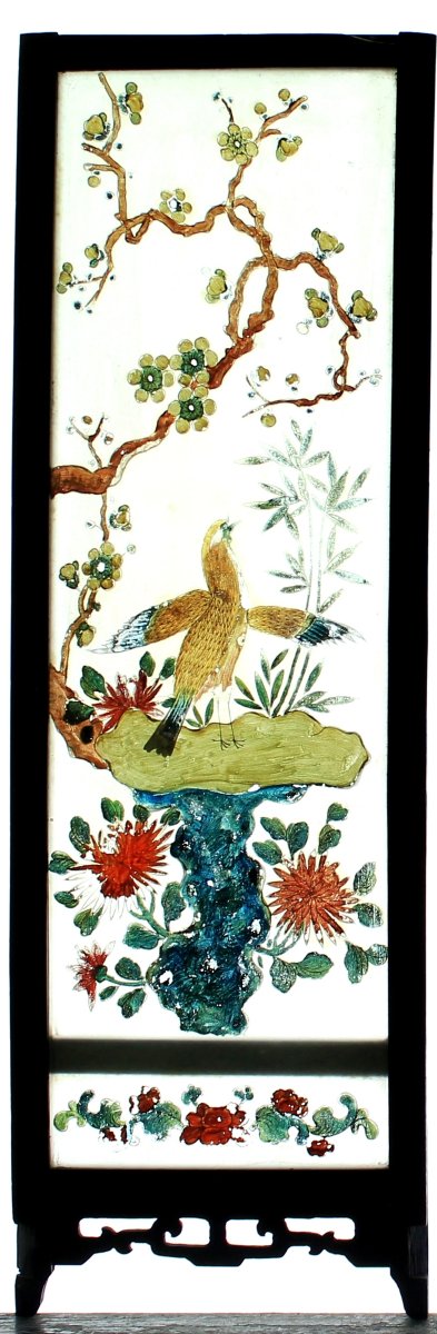 Panneaux de paravent de table asiatique peints sous verre-photo-5