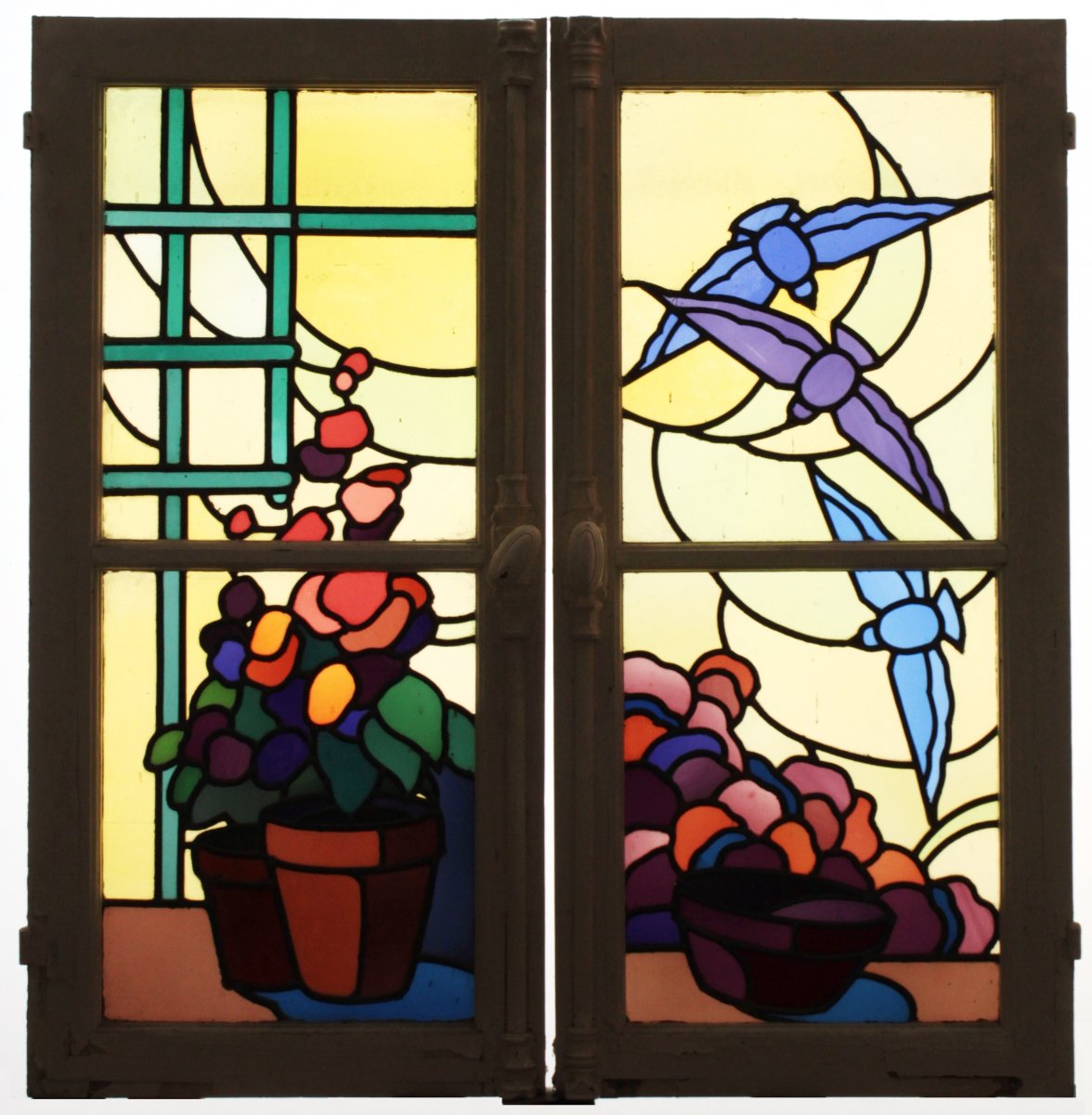 Stained Glass -flowers And Birds