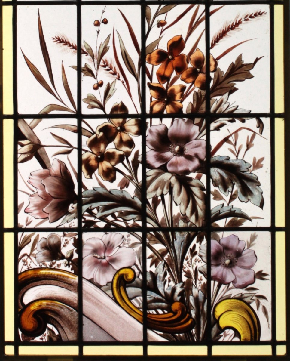 Stained Glass -  Bird, Buterfly And Flowers-photo-2