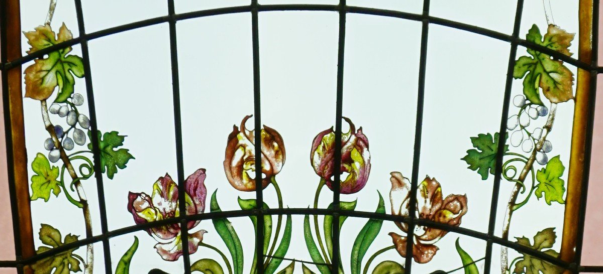 Stained Glass - Pheasants In A Flower Decor-photo-1