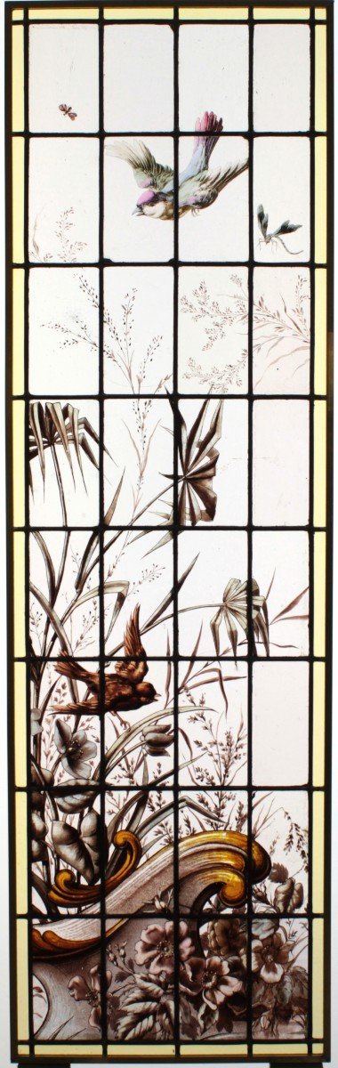 Vitrail - Vitraux - Végétation aux oiseaux