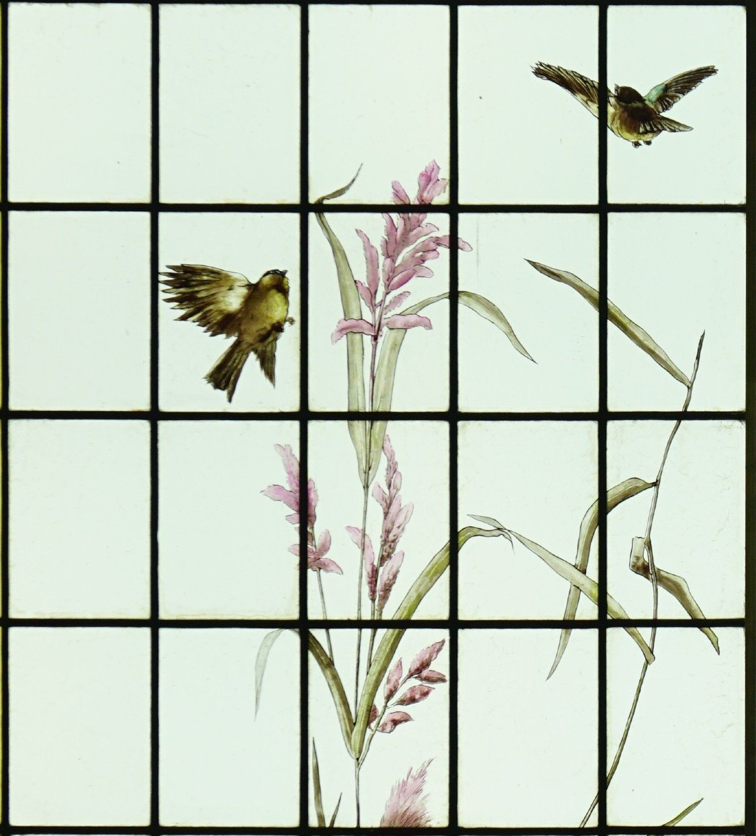 Stained Glass - Stained Glass - Sunflowers, Dahlias And Birds-photo-3