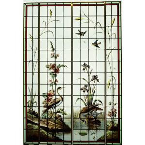 Stained Glass - Herons, Tits And Dragonfly