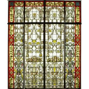 Stained Glass - Stained Glass Windows - Fruit Baskets And Floral Scrolls