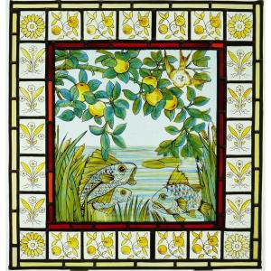 Vitraux - Vitrail aux carpes et pommier