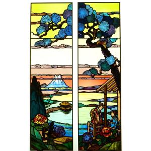 Vitrail - Vitraux - Cérémonie du thé devant le Mont Fuji