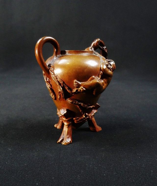 Vase tripode au Putti en Bronze par Barbédienne signé Barrias Art Nouveau fin XIXème-photo-2