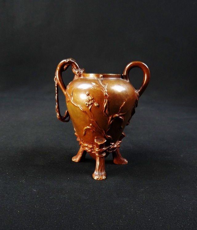 Vase tripode au Putti en Bronze par Barbédienne signé Barrias Art Nouveau fin XIXème-photo-4