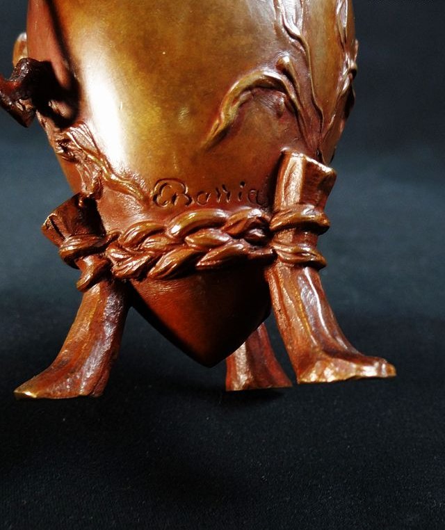 Vase tripode au Putti en Bronze par Barbédienne signé Barrias Art Nouveau fin XIXème-photo-6