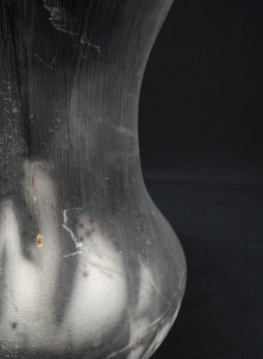 Contemporary Raku Stoneware Ceramic Bottle Vase Signed Kamel Boubekeur-photo-4