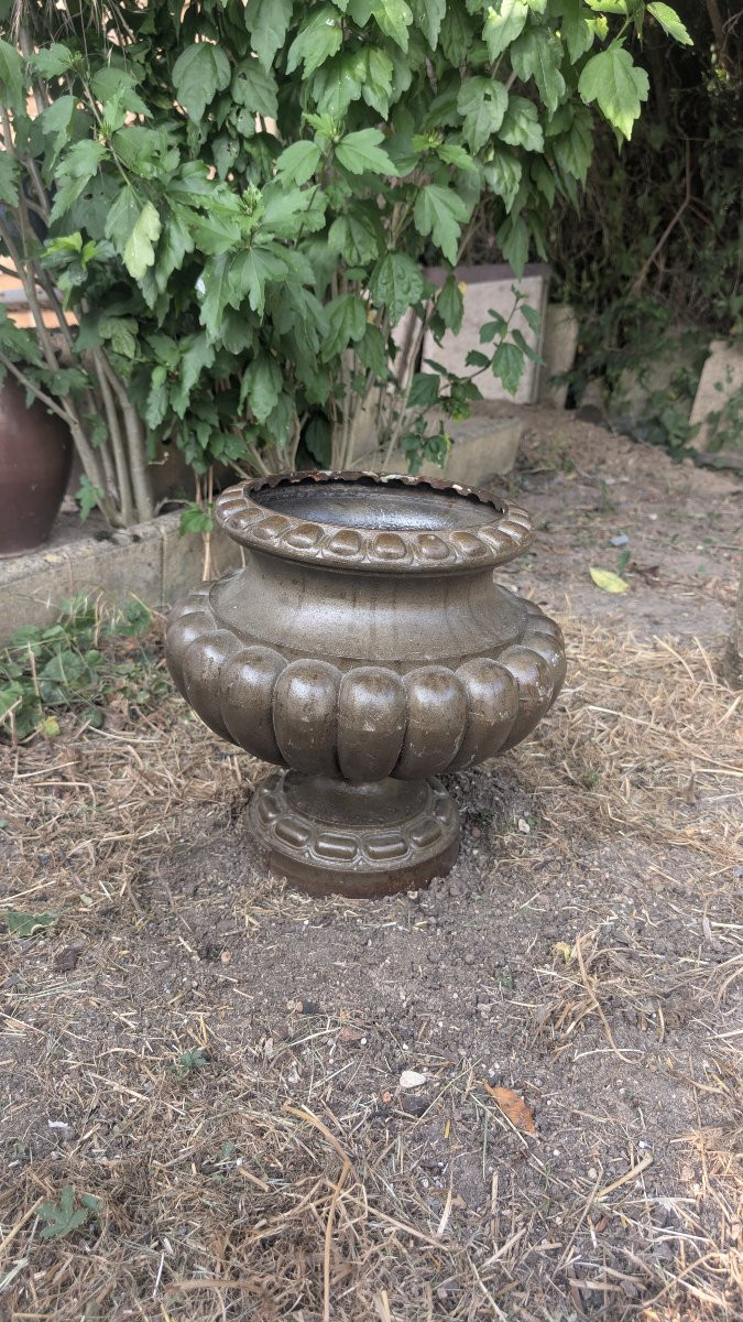 Cast Iron Medici Vase With Gadroons By Alfred Corneau In Charleville, 19th Century-photo-4