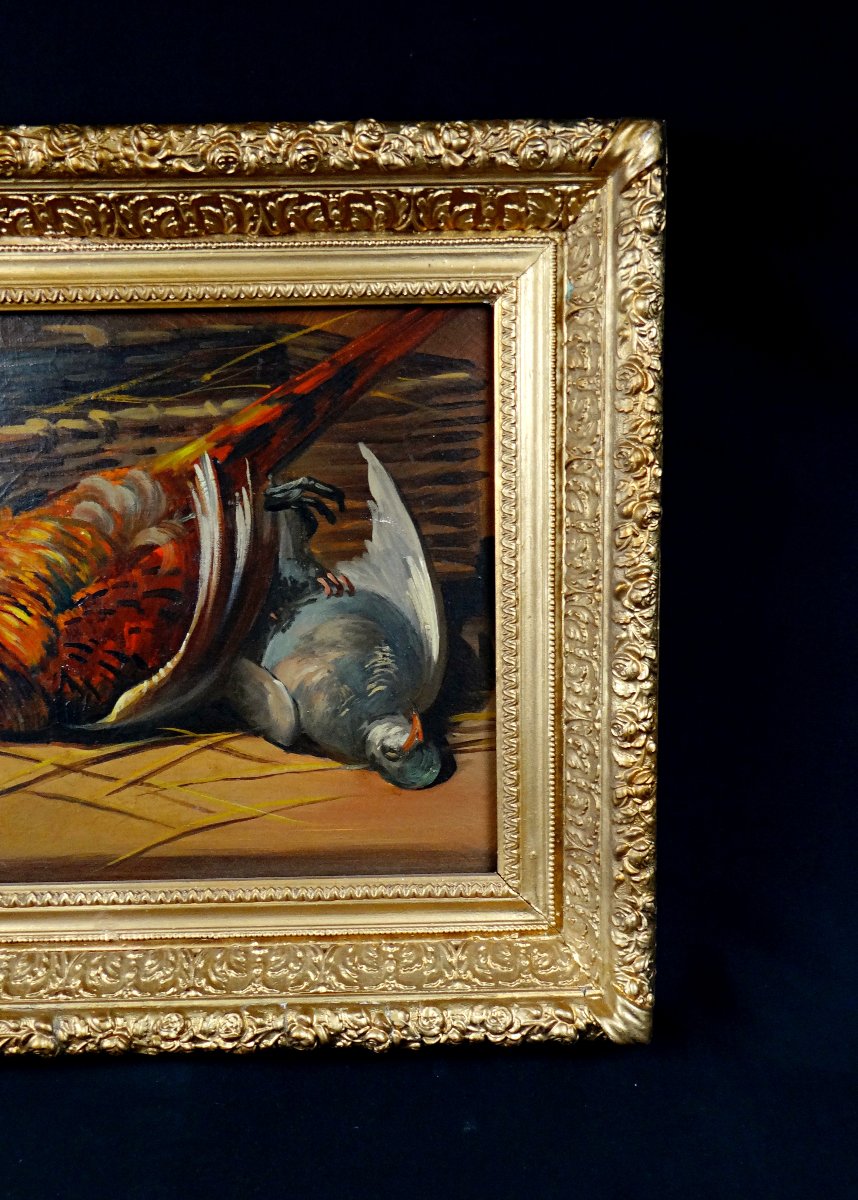 Still Life Signed Collier, Pheasant And Pigeon Game, Early 20th Century-photo-4