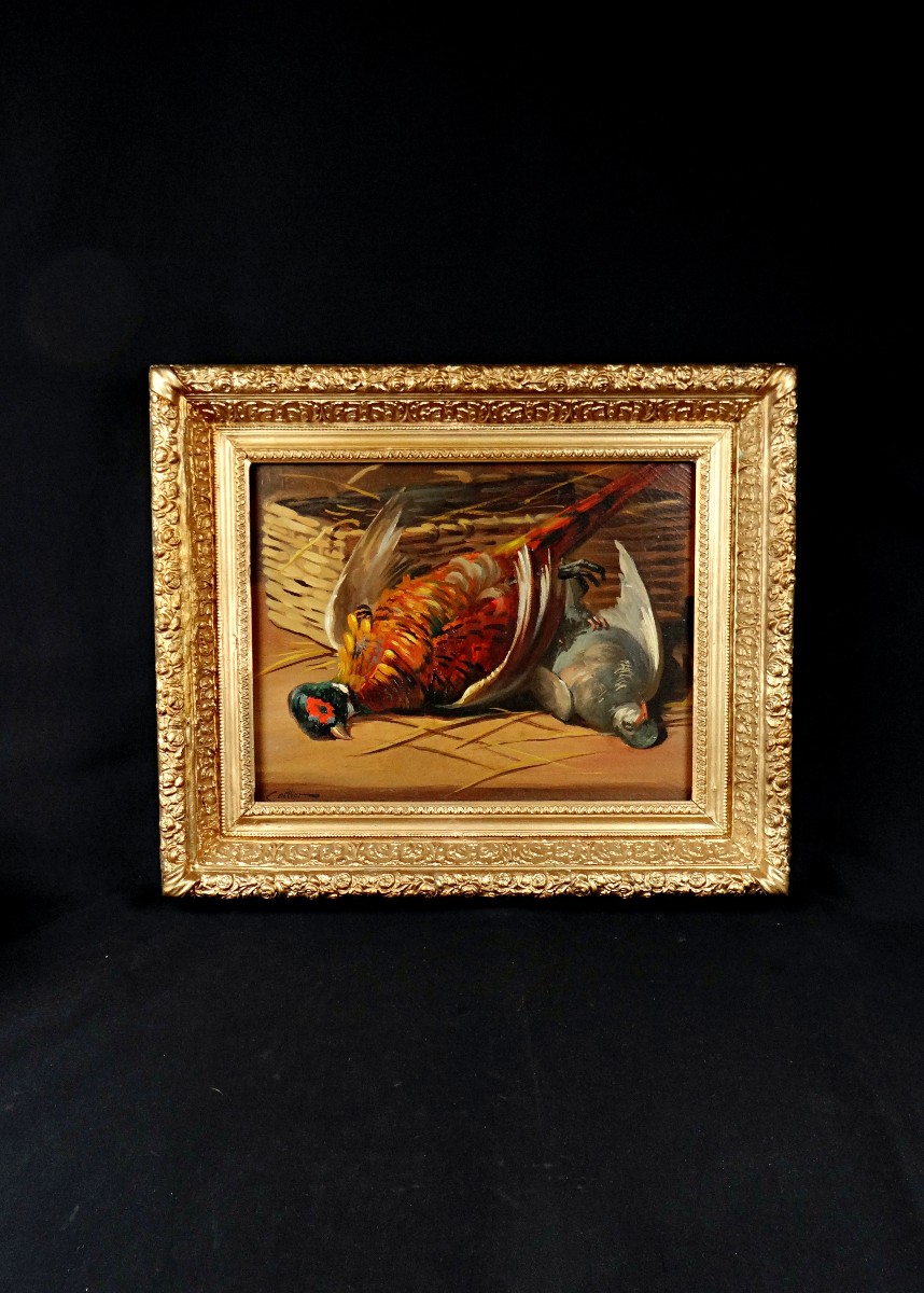 Still Life Signed Collier, Pheasant And Pigeon Game, Early 20th Century