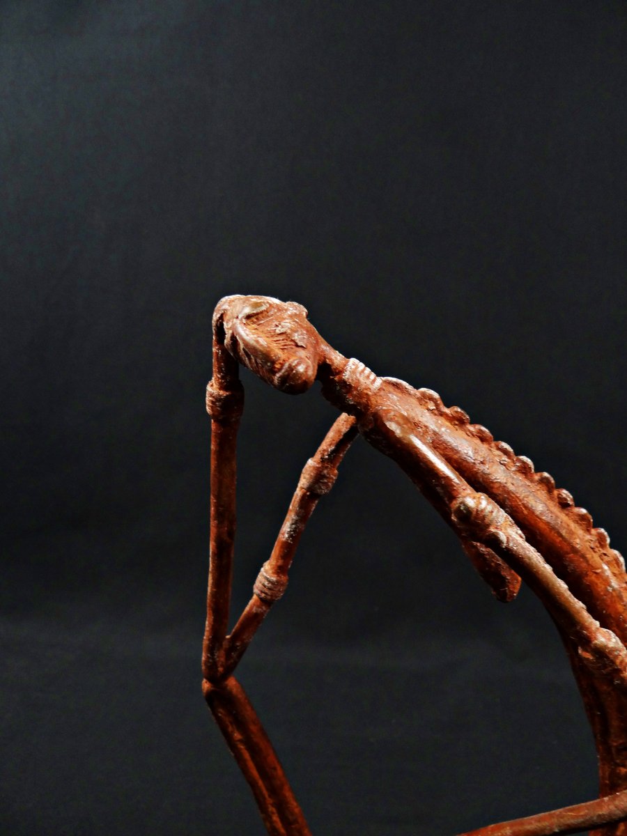 Statue Dogon Nommo en bronze patine brune à reflets rouge milieu XXème-photo-2