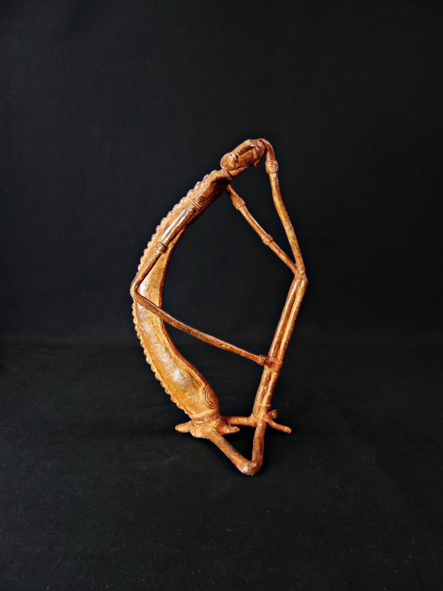 Statue Dogon Nommo en bronze patine brune à reflets rouge milieu XXème-photo-5