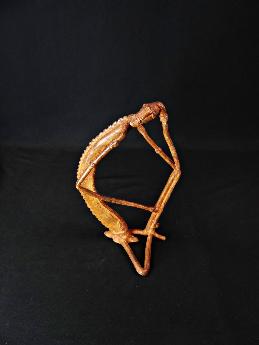 Statue Dogon Nommo en bronze patine brune à reflets rouge milieu XXème-photo-6