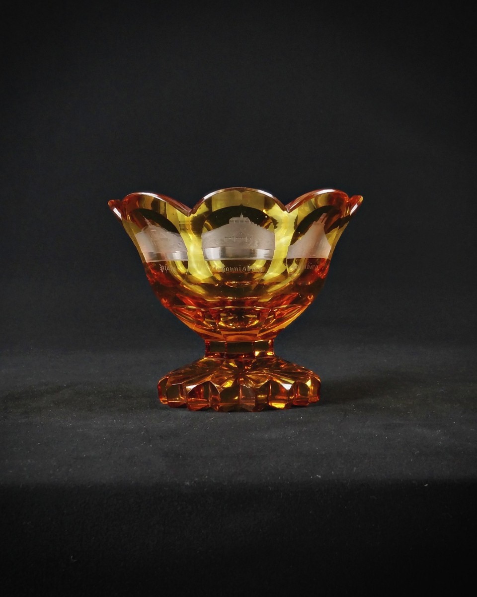 Coupe en Cristal de Bohème XIXème à décor de monuments du Palatinat Rhénan