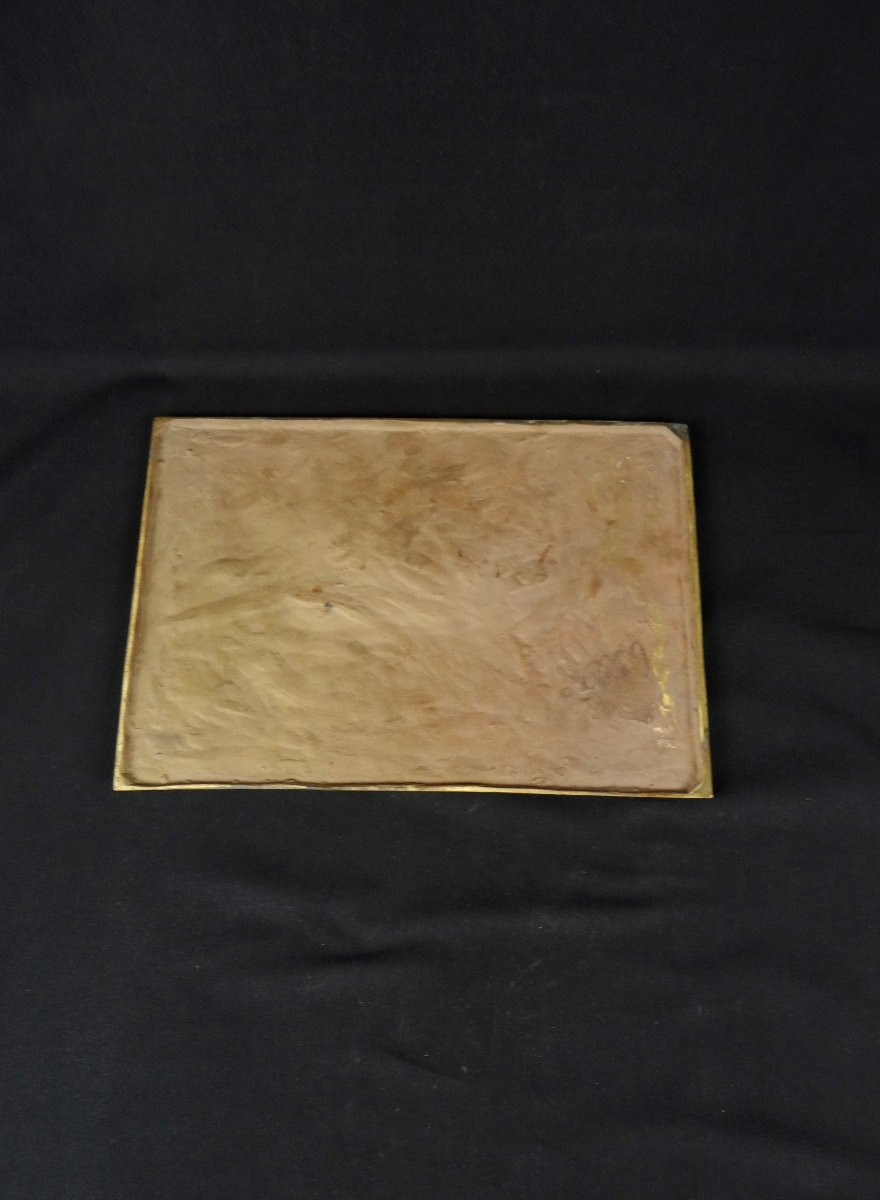 Bronze Plaque "peace" Signed Bernard Jobin, Abstract Decoration Of Doves-photo-3