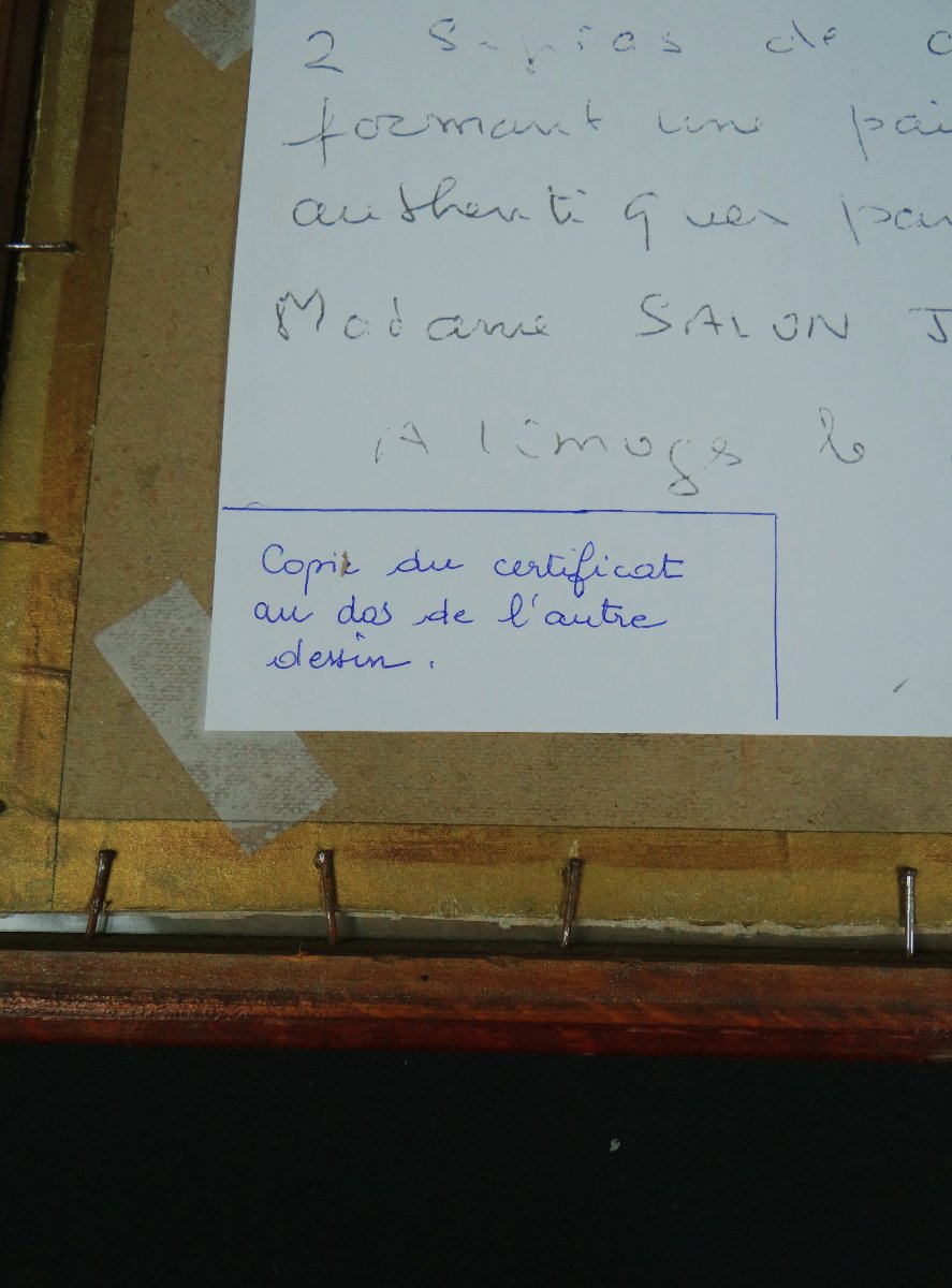 Charles Bichet (1863–1929) Reclining Female Nude In Sepia Charcoal, Framed-photo-2