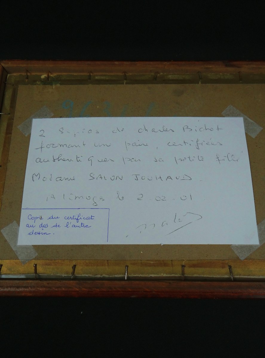 Charles Bichet (1863–1929) Reclining Female Nude In Sepia Charcoal, Framed-photo-3