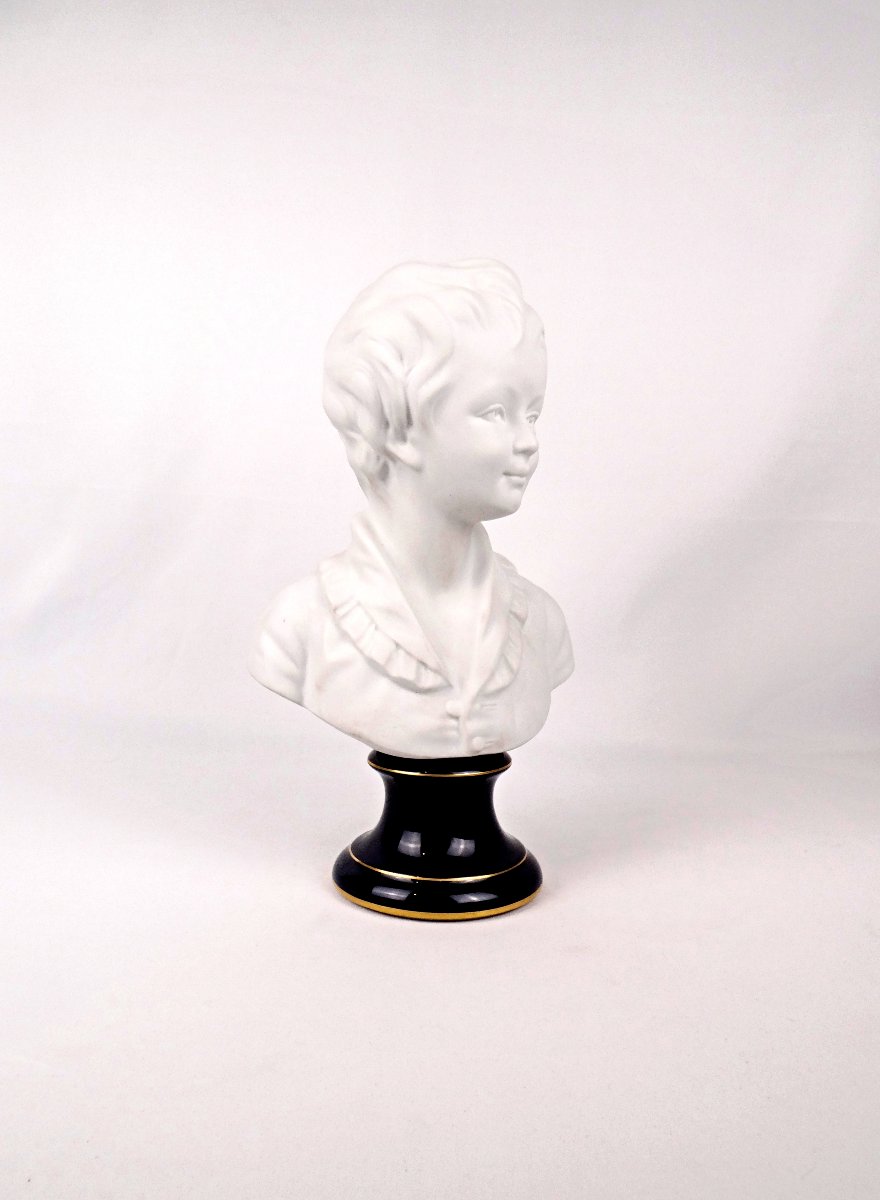 Antoine Brongniart, Bust Of A Child After Houdon, In Biscuit Porcelain, 20th Century-photo-6