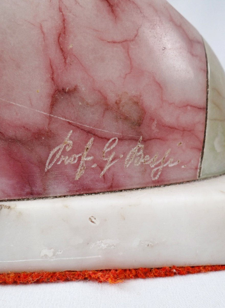 Buste de Jeanne d'Arc signé Giuseppe Bessi en marbre & albâtre fin XIXème-photo-2