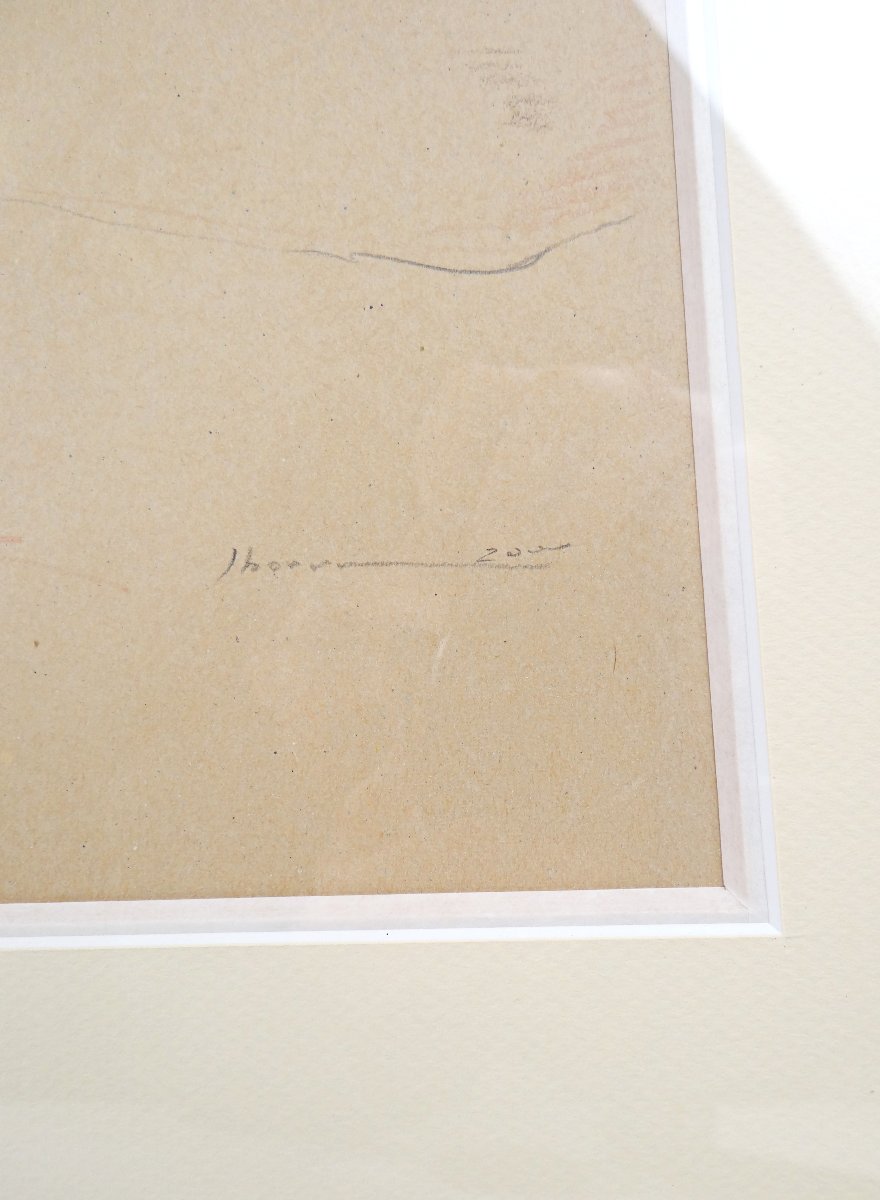Étude de nu féminin allongé signé Jhonn Dessin au graphite & pastel encadré daté-photo-2