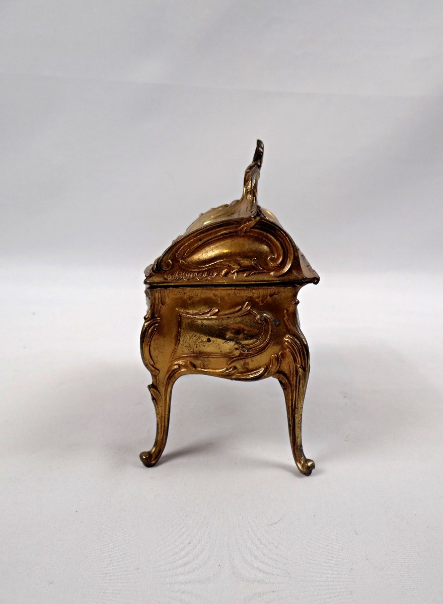 Gilt Bronze Jewelry Box In The Shape Of A Louis XV Style Chest Of Drawers, Early 20th Century-photo-2